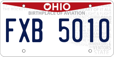 OH license plate FXB5010