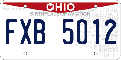 OH license plate FXB5012