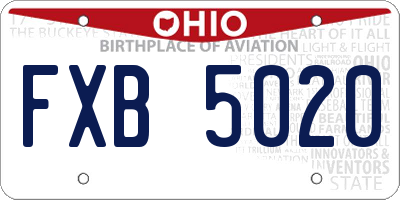 OH license plate FXB5020