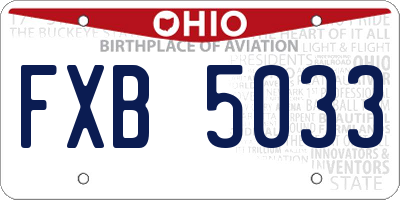 OH license plate FXB5033