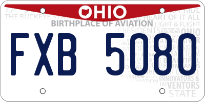 OH license plate FXB5080