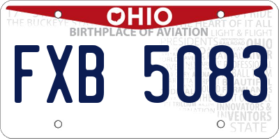 OH license plate FXB5083