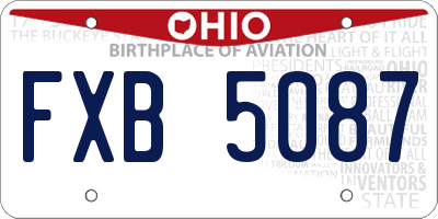 OH license plate FXB5087