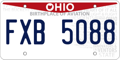OH license plate FXB5088