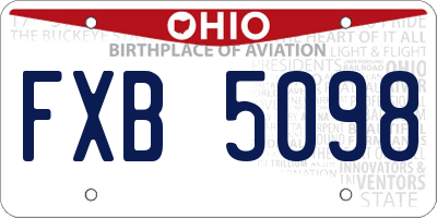 OH license plate FXB5098