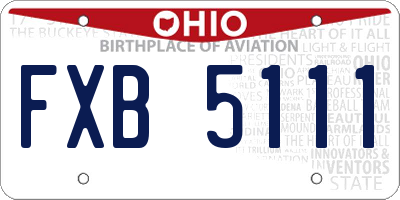 OH license plate FXB5111