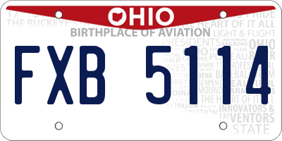 OH license plate FXB5114