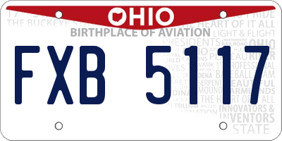 OH license plate FXB5117