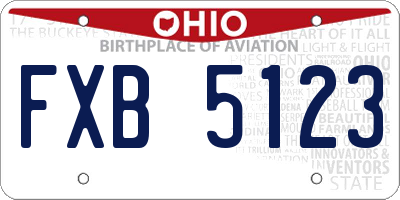 OH license plate FXB5123