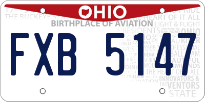 OH license plate FXB5147