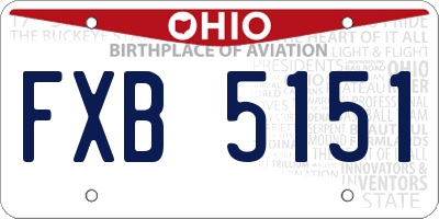 OH license plate FXB5151