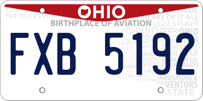 OH license plate FXB5192