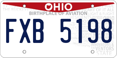 OH license plate FXB5198