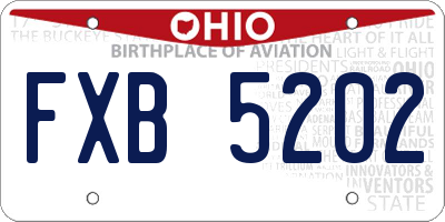 OH license plate FXB5202