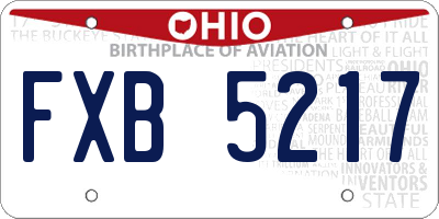 OH license plate FXB5217