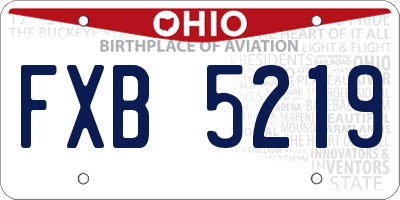OH license plate FXB5219