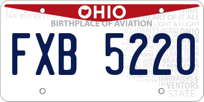 OH license plate FXB5220