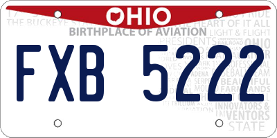 OH license plate FXB5222