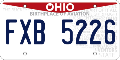 OH license plate FXB5226