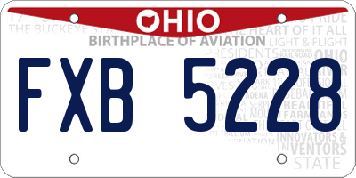 OH license plate FXB5228