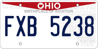 OH license plate FXB5238