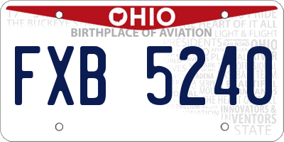 OH license plate FXB5240