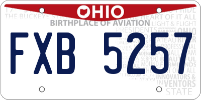 OH license plate FXB5257