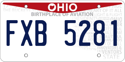 OH license plate FXB5281