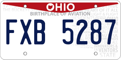 OH license plate FXB5287
