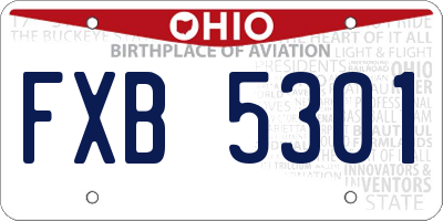 OH license plate FXB5301