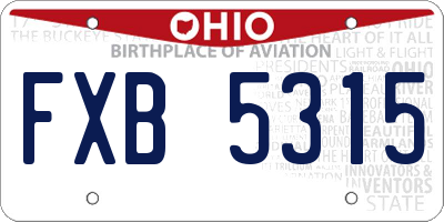 OH license plate FXB5315