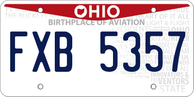 OH license plate FXB5357