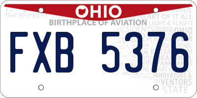 OH license plate FXB5376