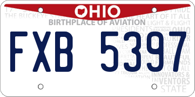 OH license plate FXB5397