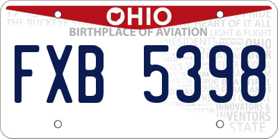 OH license plate FXB5398