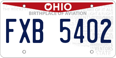 OH license plate FXB5402