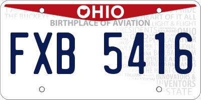 OH license plate FXB5416