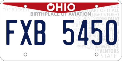 OH license plate FXB5450