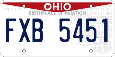 OH license plate FXB5451