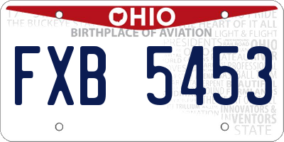 OH license plate FXB5453