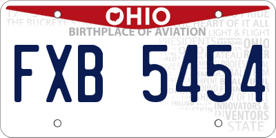 OH license plate FXB5454