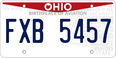 OH license plate FXB5457