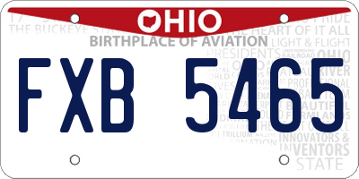 OH license plate FXB5465