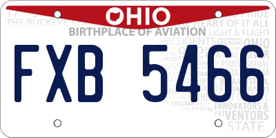 OH license plate FXB5466