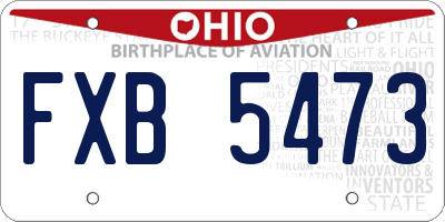 OH license plate FXB5473