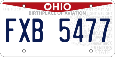 OH license plate FXB5477