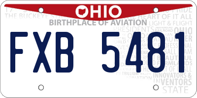 OH license plate FXB5481