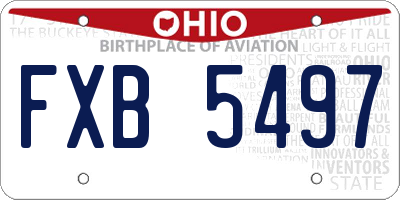 OH license plate FXB5497