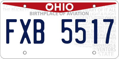 OH license plate FXB5517