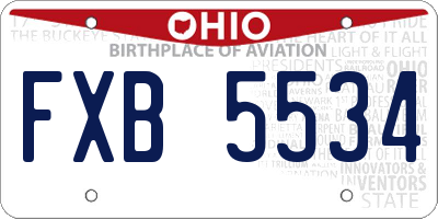 OH license plate FXB5534